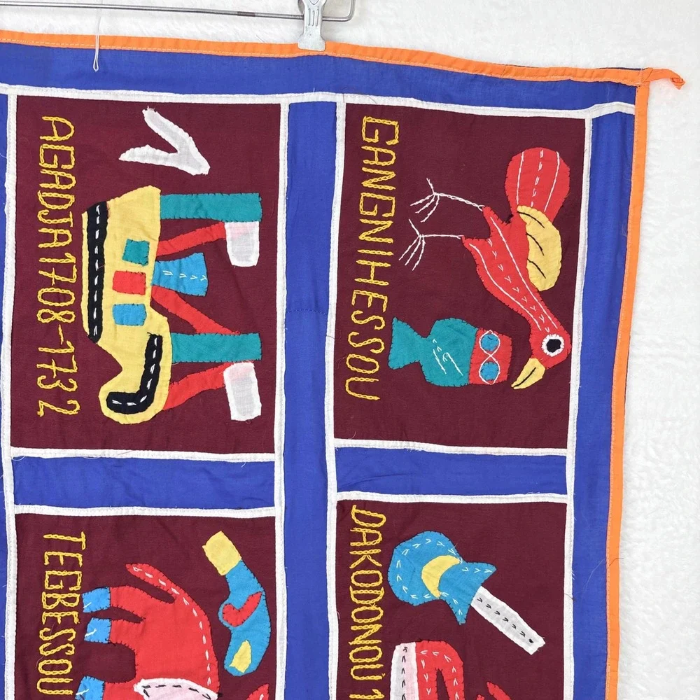 Vintage West African Dahomey Fon Applique Tapestry Kings of‎ Benin Wall Hanging